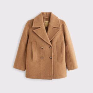 Abercrombie & Fitch 100% Wool Mid-Length Coat in Camel