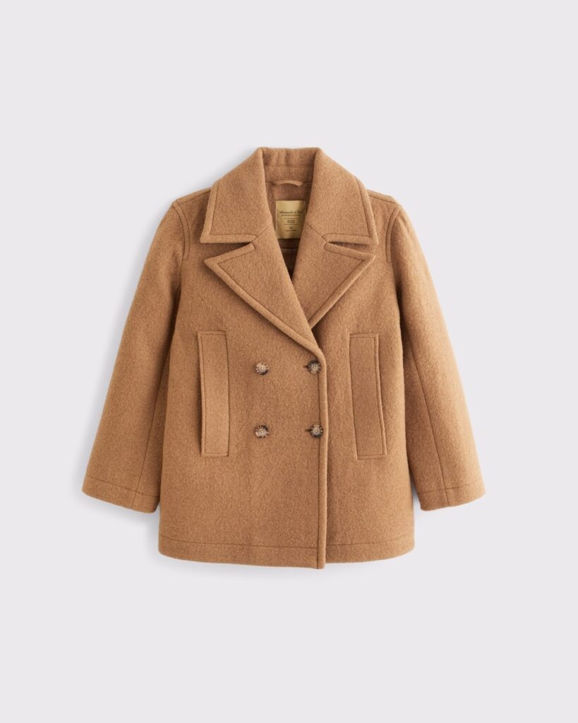 Abercrombie & Fitch 100% Wool Mid-Length Coat in Camel