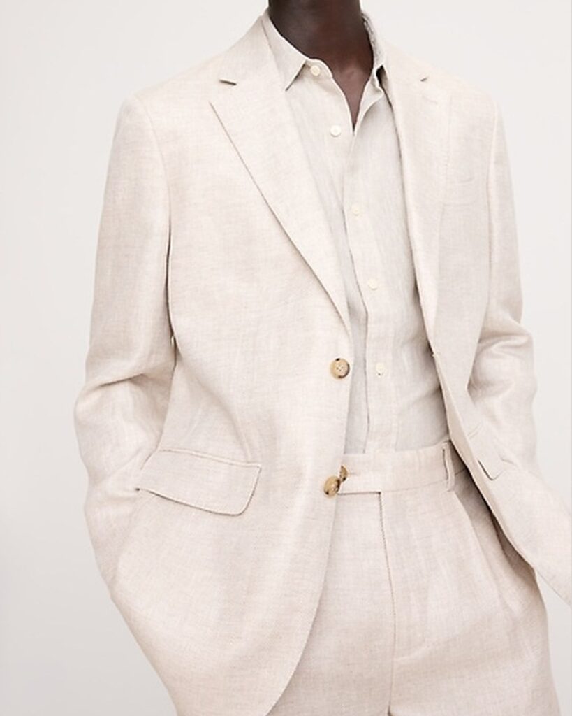Banana Republic Tailored Slim-Fit Herringbone Linen Suit Jacket in Natural