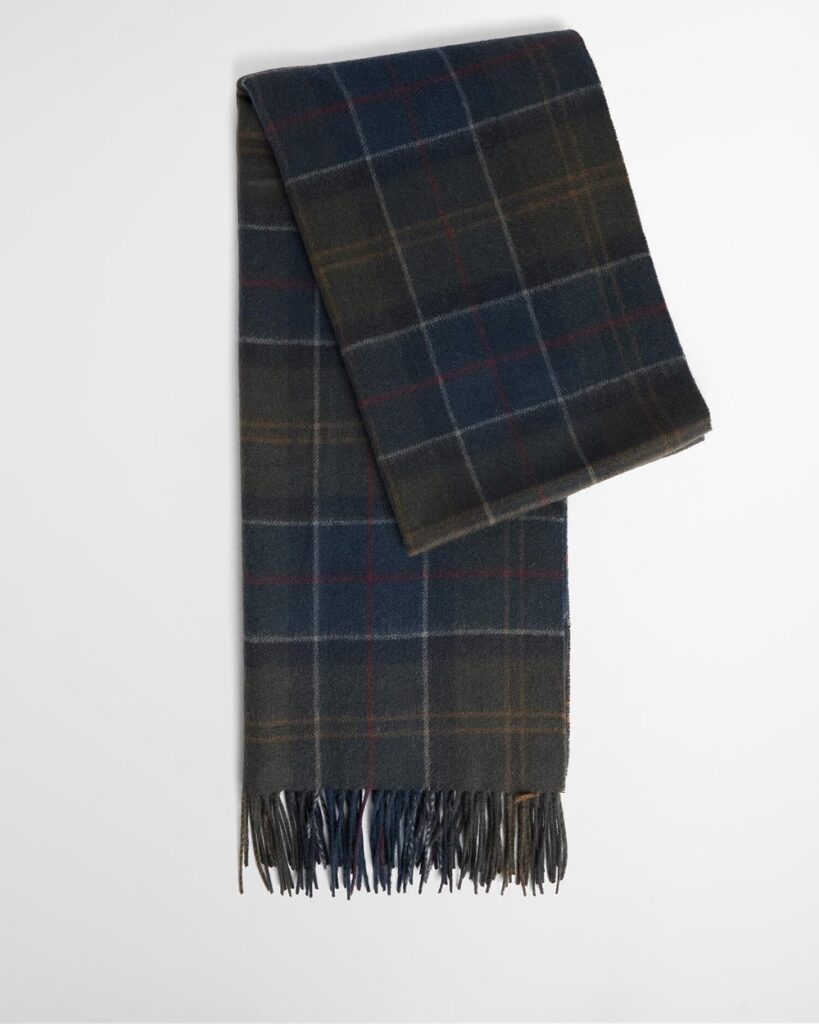 Barbour Braden Tartan Wool Scarf in Shadow Classic Tartan