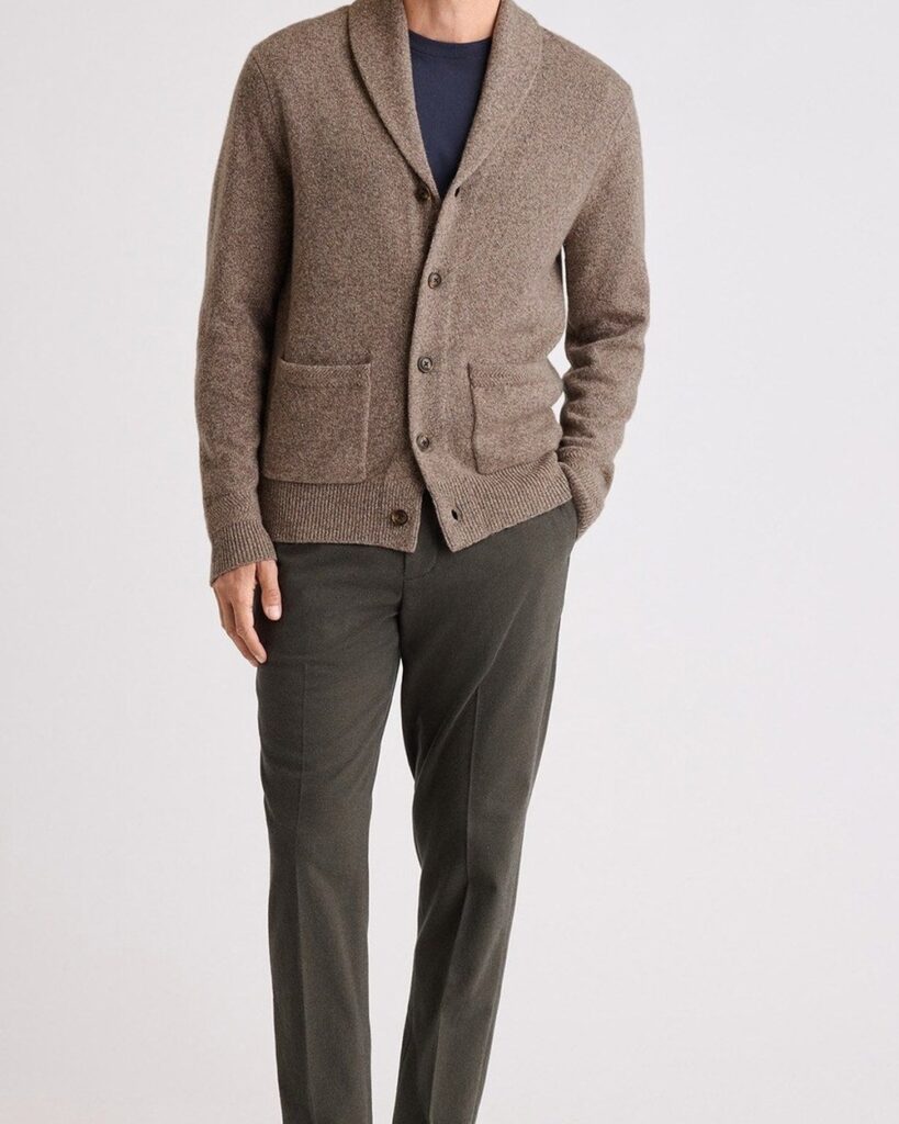 Bonobos Italian Cashmere Shawl Cardigan in Light Brown Marl