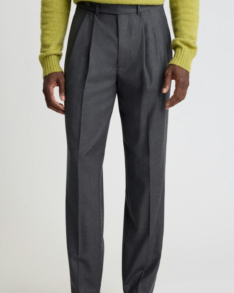 Bonobos Italian Pleated Wool Trouser in Charcoal