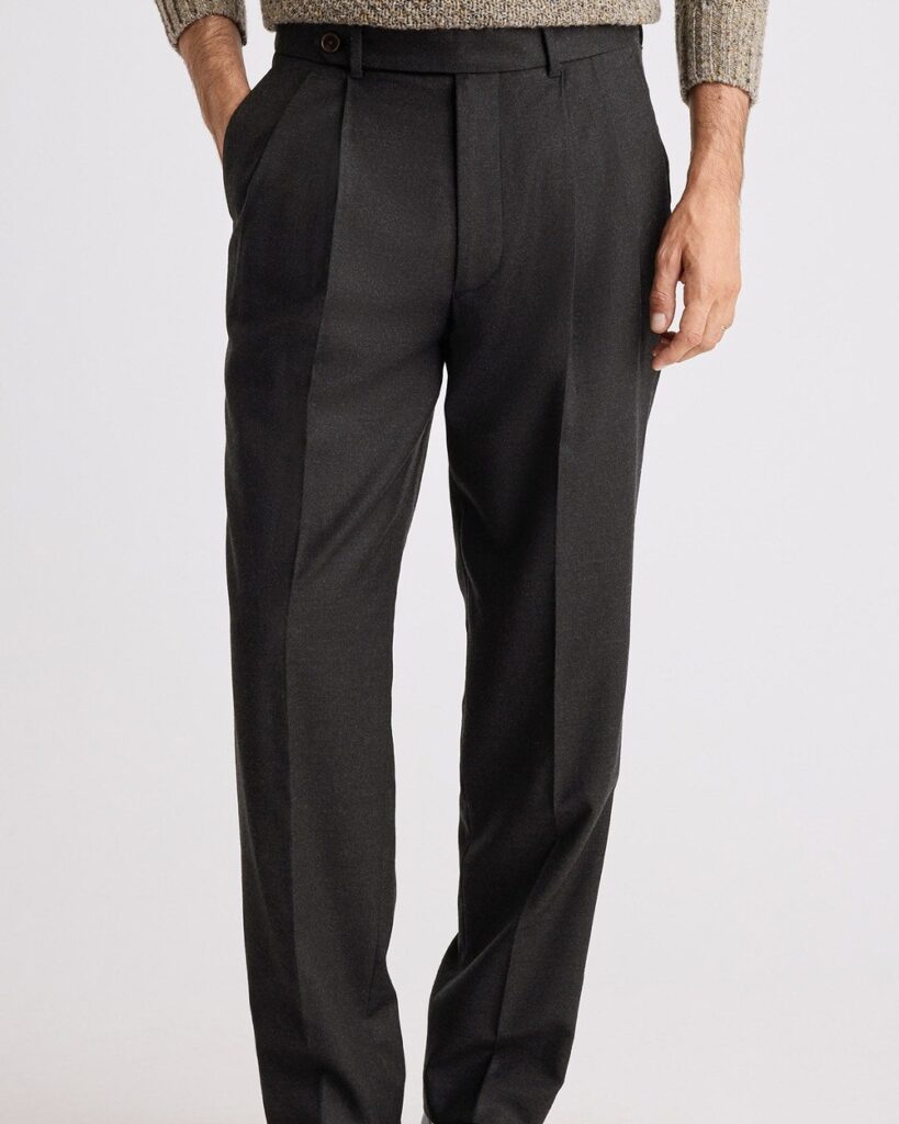 Bonobos Italian Pleated Wool Trouser in Dark Charcoal