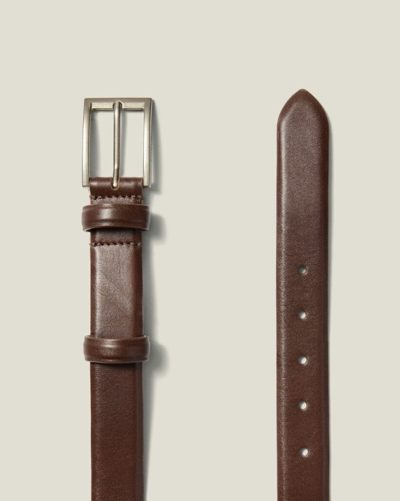 Bonobos Leather Dress Belt in Dark Brown With Silver