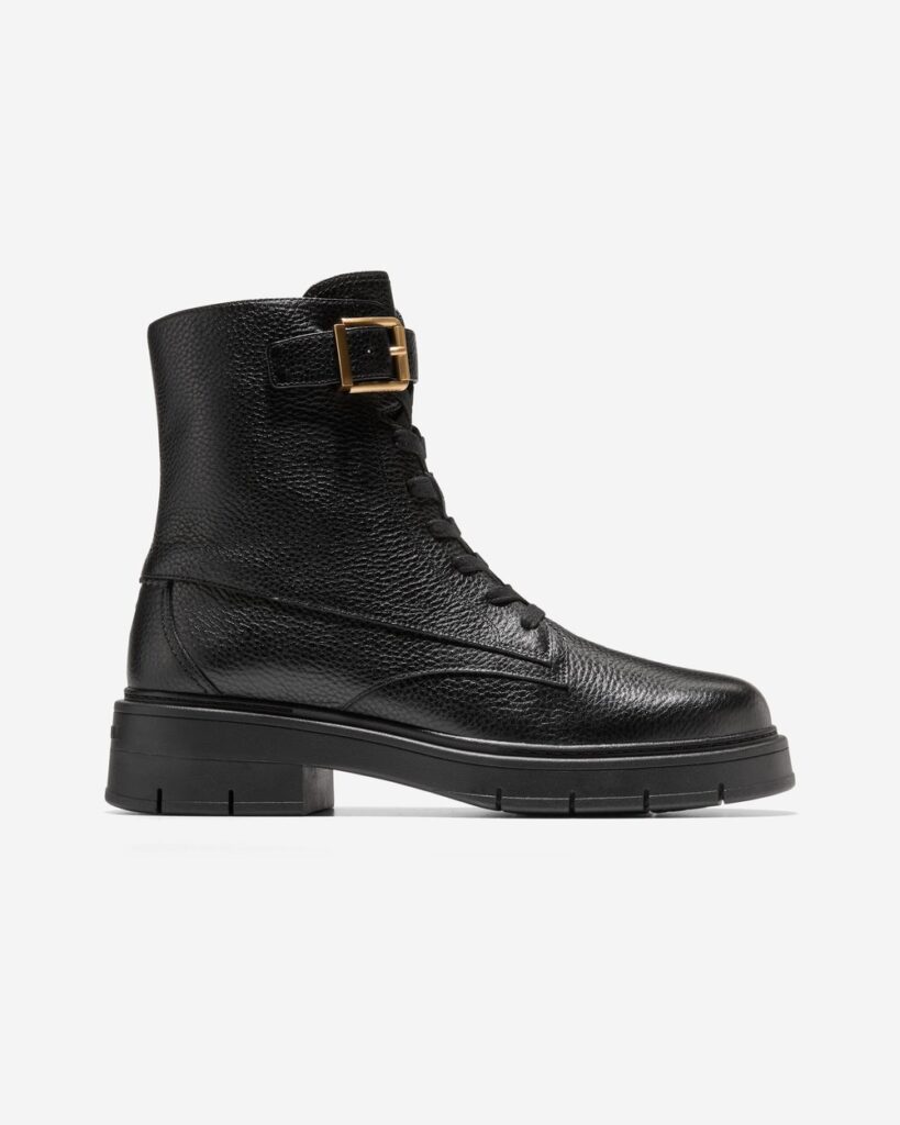 Cole Haan Women's Grand Flex Fenella Buckle Lace-Up Waterproof Booties in Black