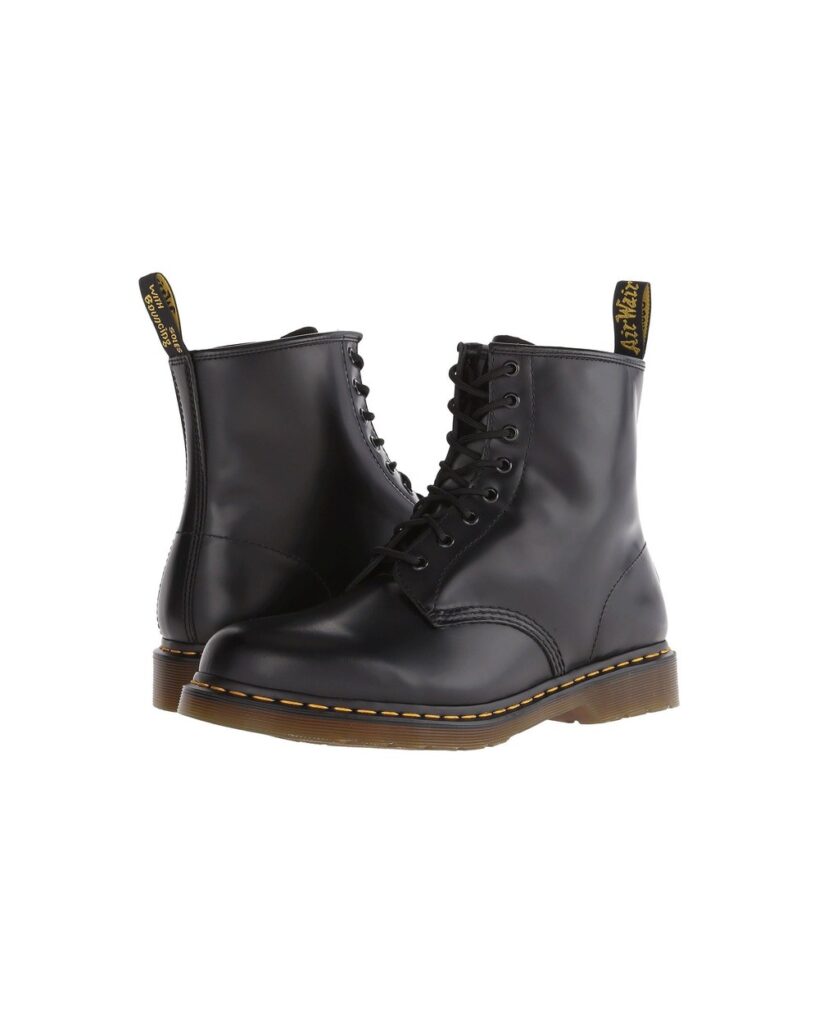 Dr. Martens 1460 Smooth Leather Lace Up Boots in Black Smooth