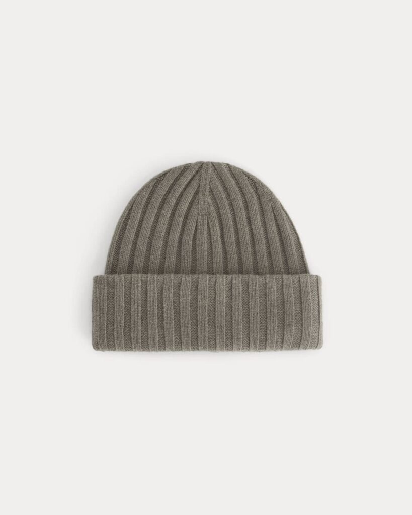 Everlane Chunky Ribbed Beanie in Taupe Melange