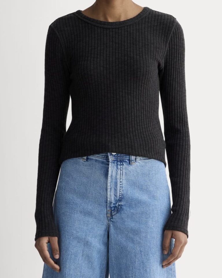 Everlane The Cozy Rib Long-Sleeve Tee in Black