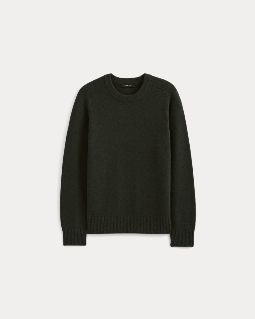 Everlane Midweight Cashmere Crew in Dark Green