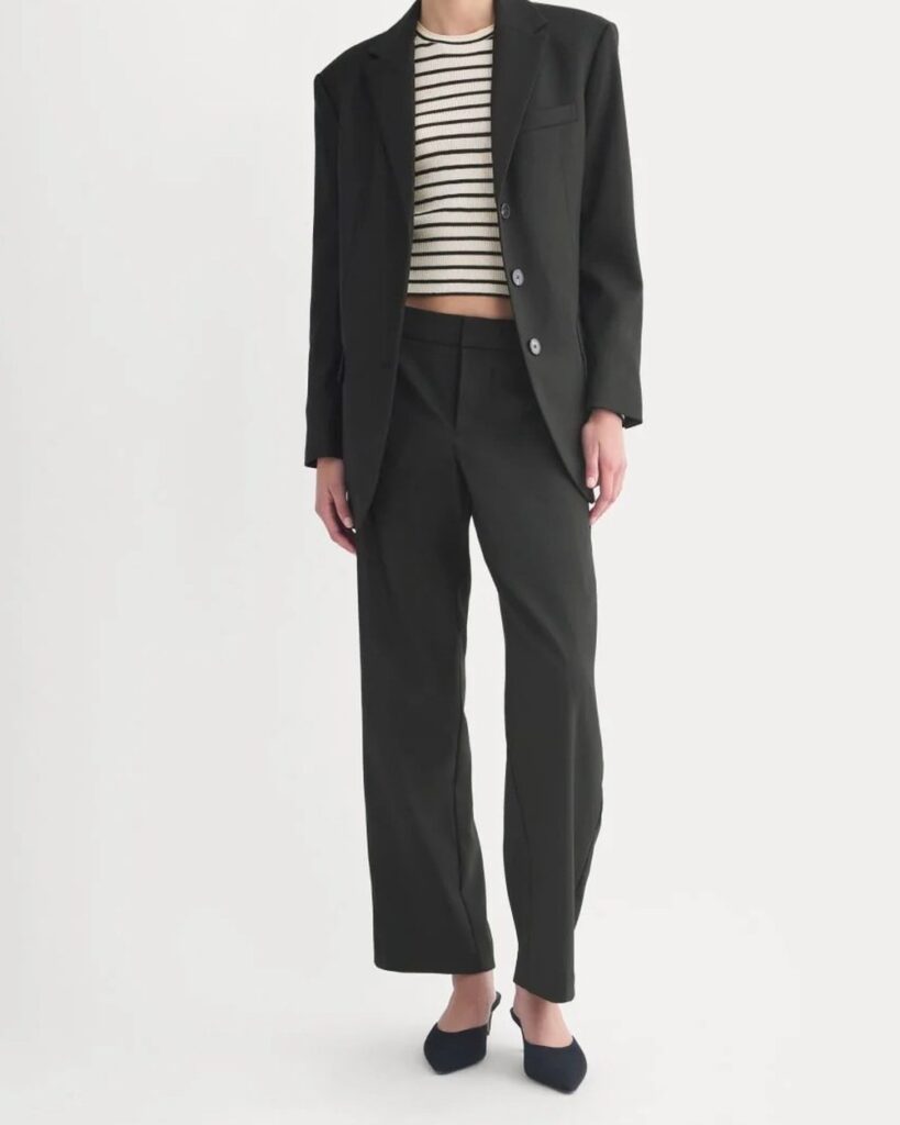 Everlane Straight-Leg Trouser in Tailor Twill in Black