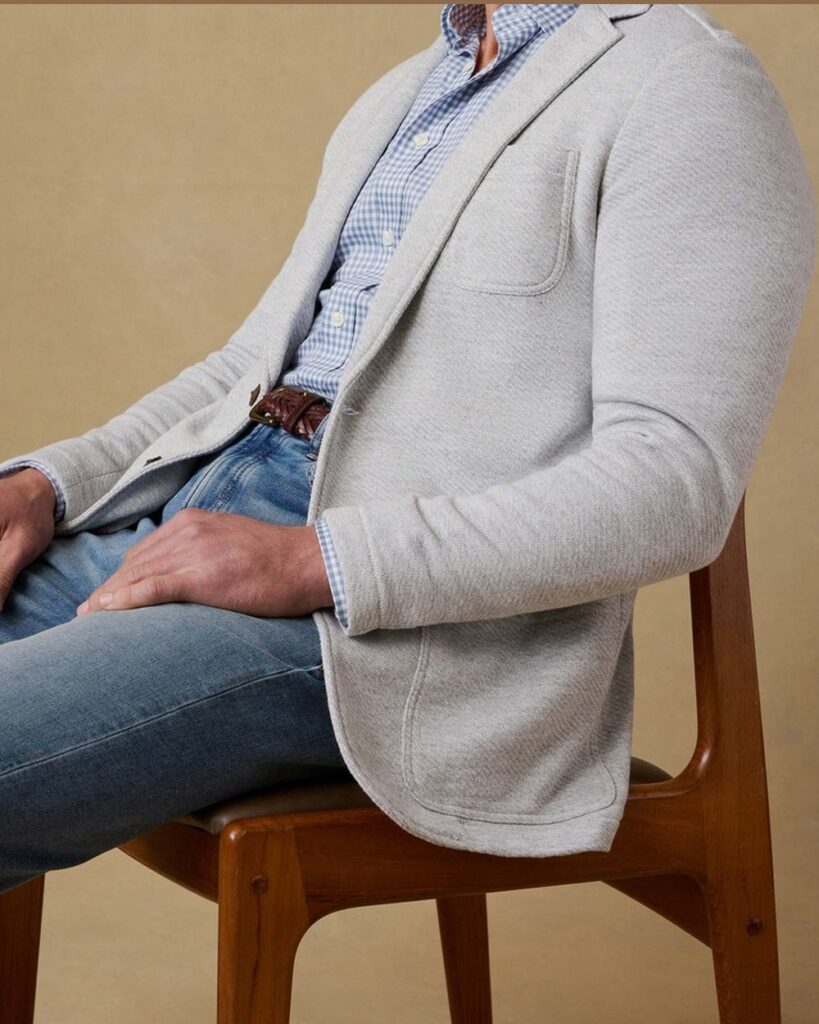 Faherty Inlet Knit Blazer in Heather Grey