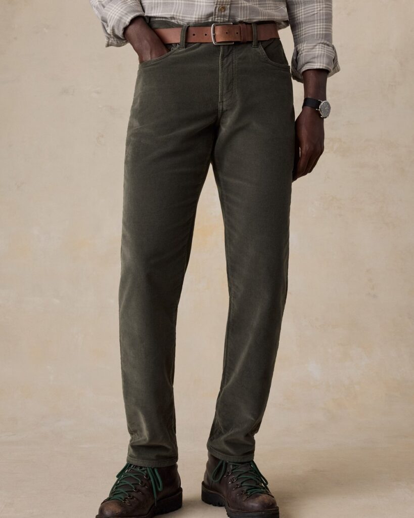 Faherty Stretch Terry Corduroy 5-Pocket Pant in Mountain Forest