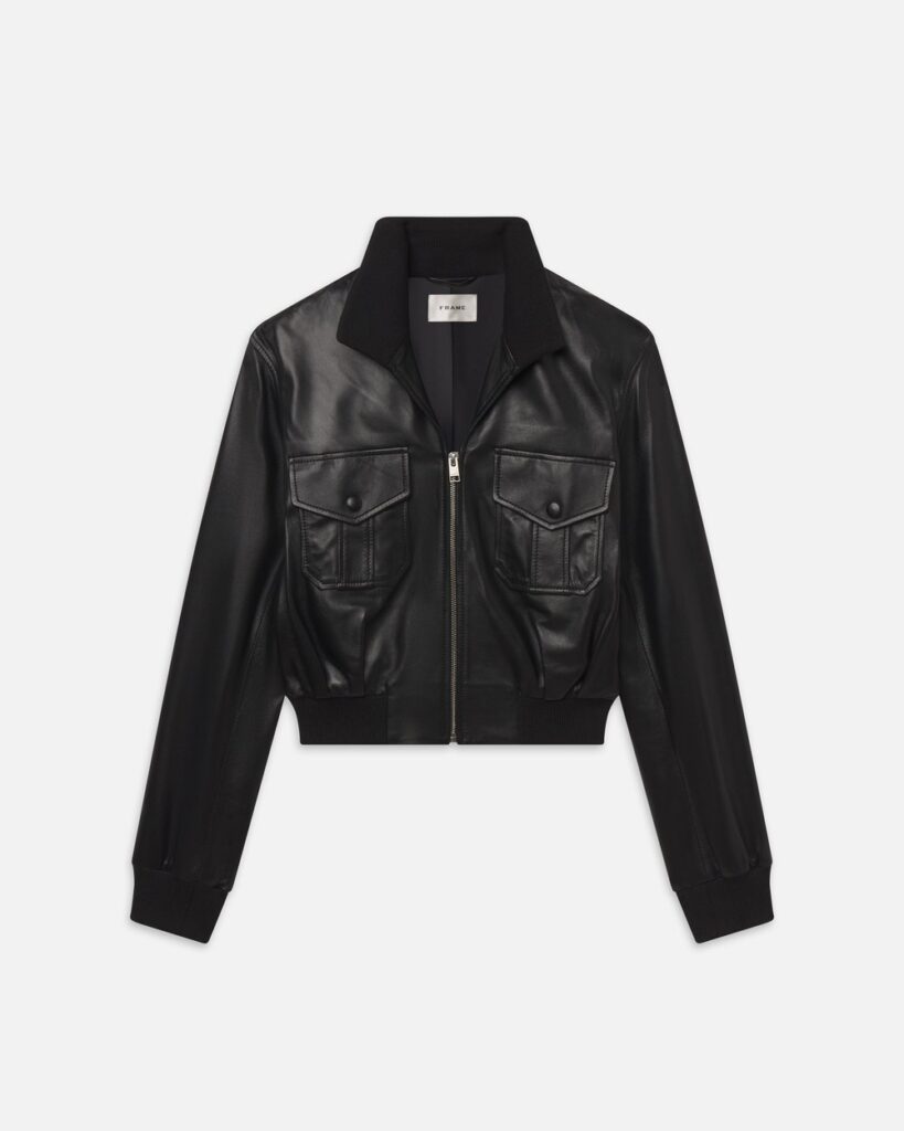 FRAME The Leather Ace Jacket in Black