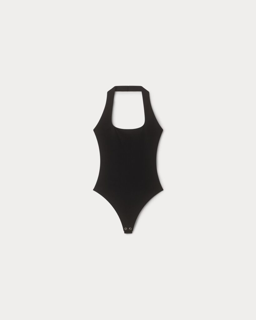 Good American Sculpting Halter Square Neck Bodysuit in Black