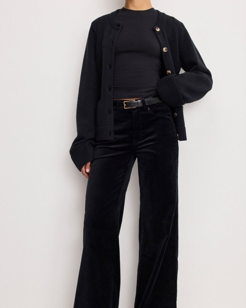 Good American Velvet Good Waist Palazzo Pants in Black