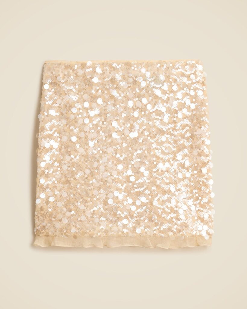 J.Crew Sequin Ruffle-Trim Mini Skirt in Candlelight