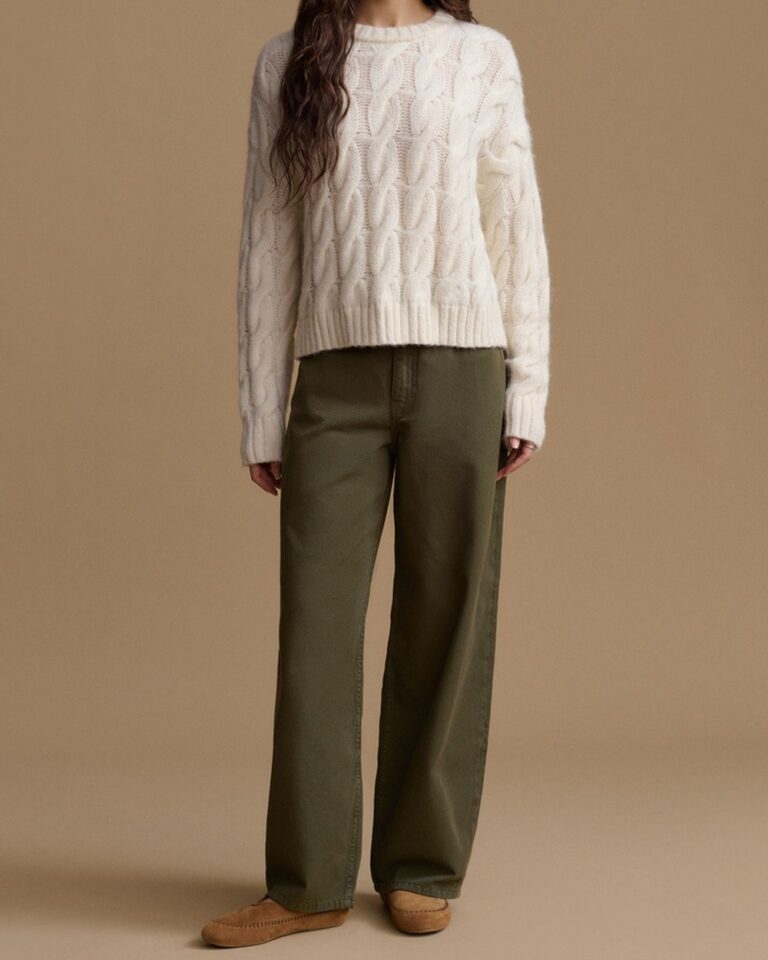 Jenni Kayne Cable Serena Crewneck in Ivory