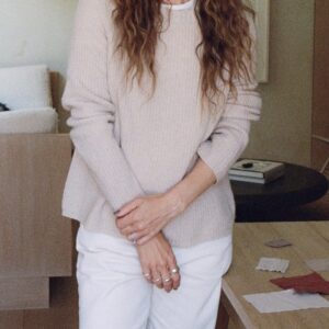 Jenni Kayne Cashmere Fisherman Sweater in Oatmeal