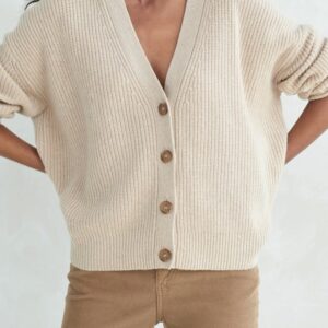Jenni Kayne Cropped Cashmere Cocoon Cardigan in Oatmeal