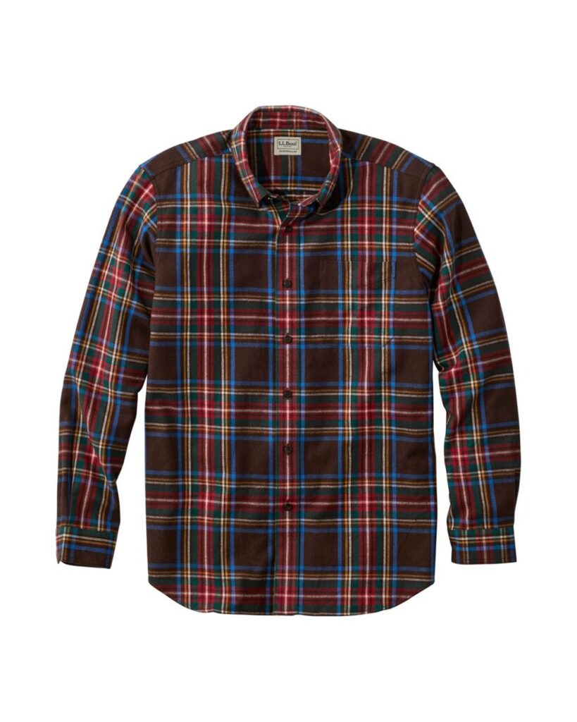L.L.Bean Men's Scotch Plaid Flannel Shirt, Traditional Fit in Deepest Brown Stewart