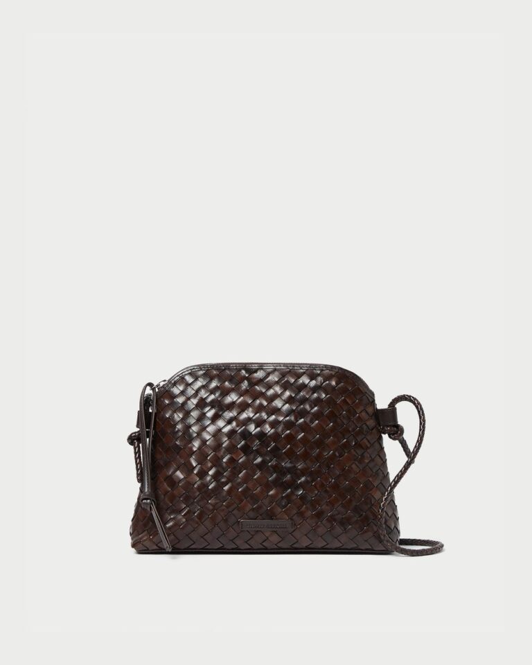 Loeffler Randall Mallory Chocolate Woven Leather Crossbody in Chocolate