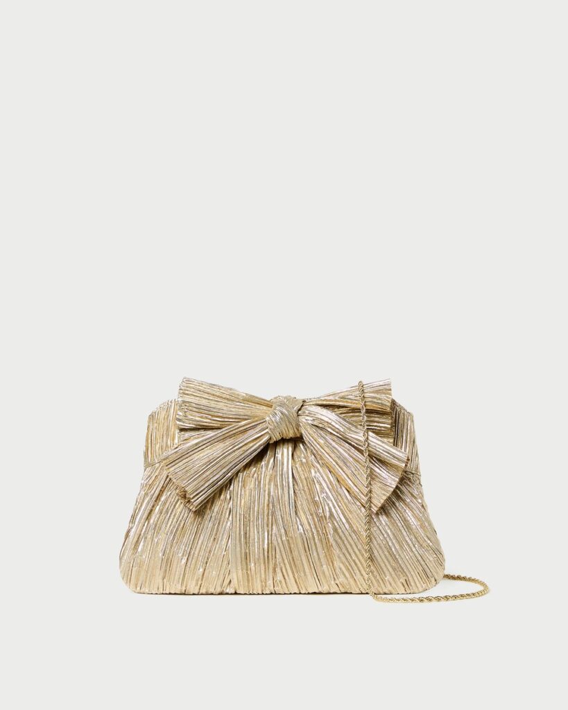Loeffler Randall Rayne Bow Clutch in Gold