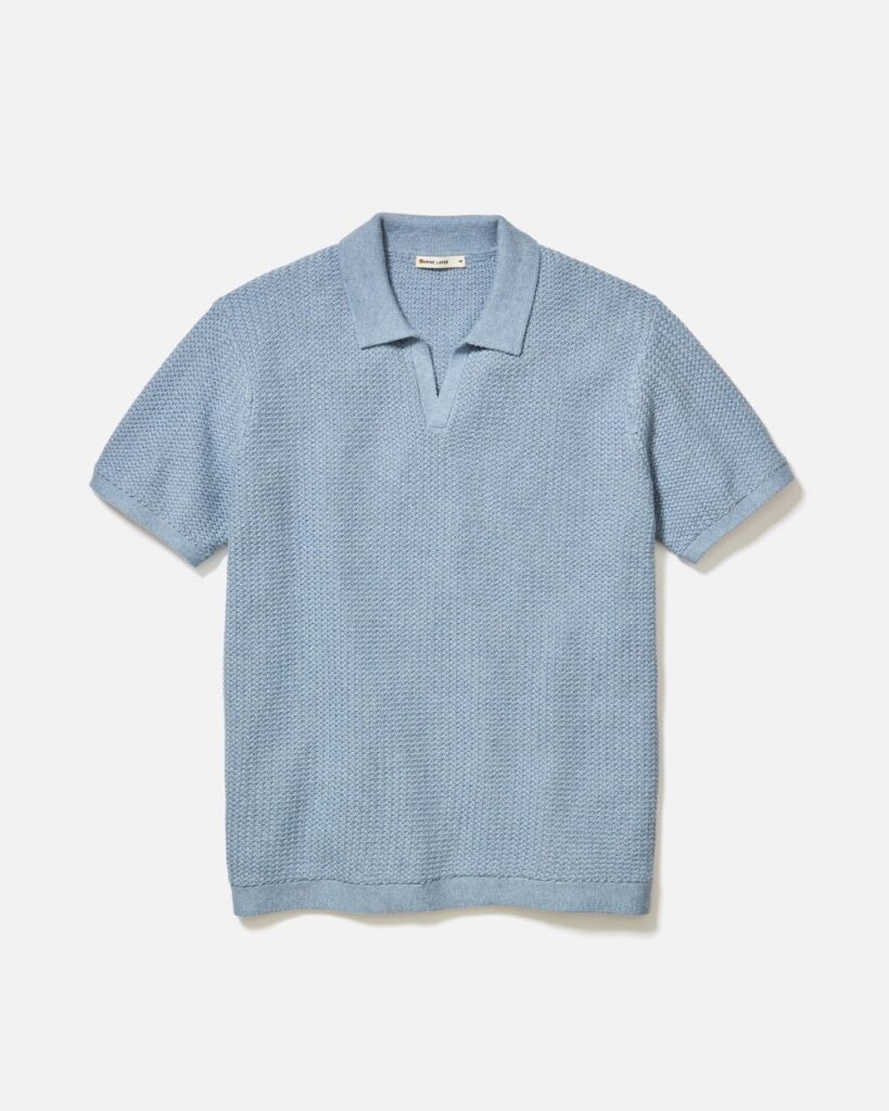 Marine Layer Conrad Sweater Polo in Washed Indigo