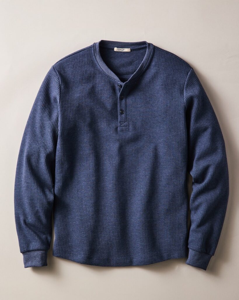 Marine Layer Waffle Henley in Blue