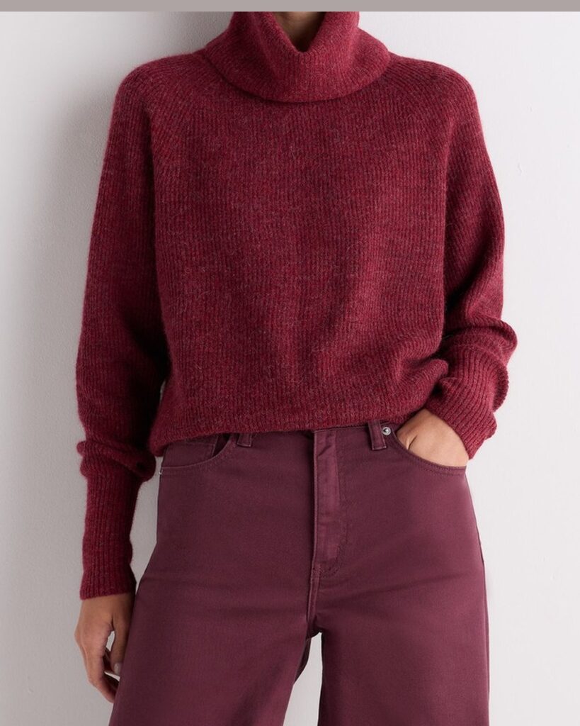 Quince Lightweight Baby Alpaca Turtleneck in Oxblood Red
