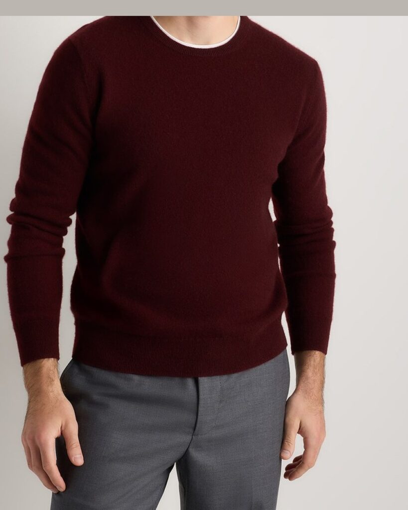 Quince Mongolian Cashmere Crewneck Sweater in Rich Burgundy