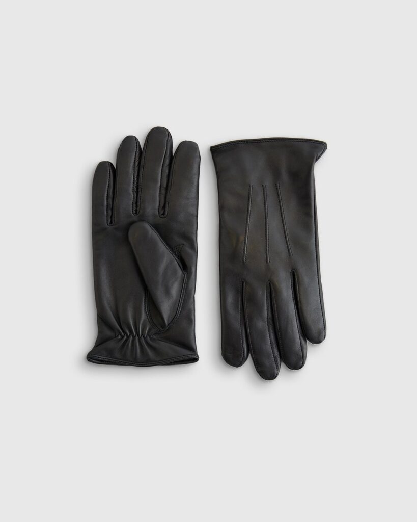 Quince Men's Cashmere Lined Leather Gloves in Black