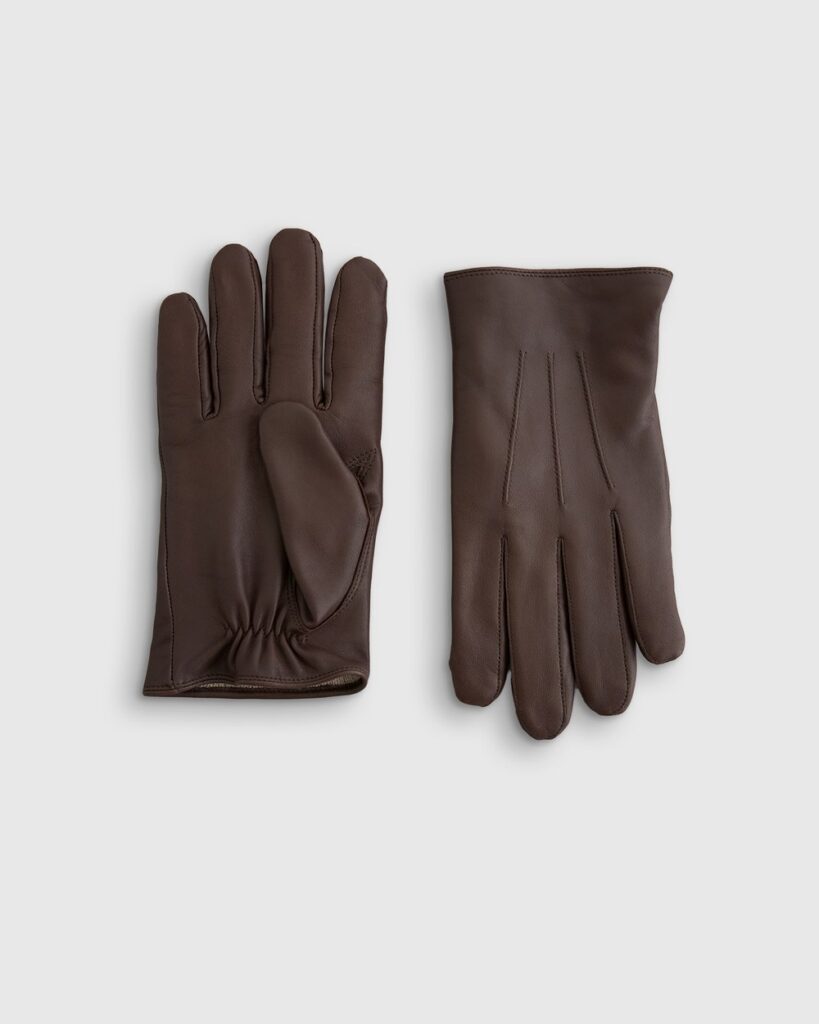 Quince Cashmere Lined Leather Gloves in Chocolate