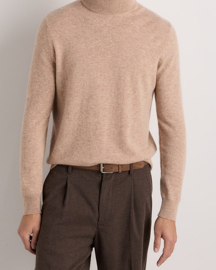 Quince Mongolian Cashmere Turtleneck Sweater in Oatmeal
