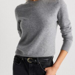 Quince Mongolian Cashmere Crewneck Sweater in Heather Grey