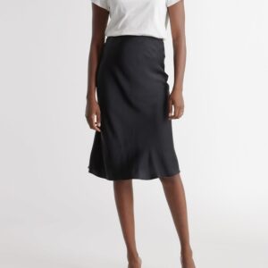 Quince 100% Washable Silk Skirt in Black