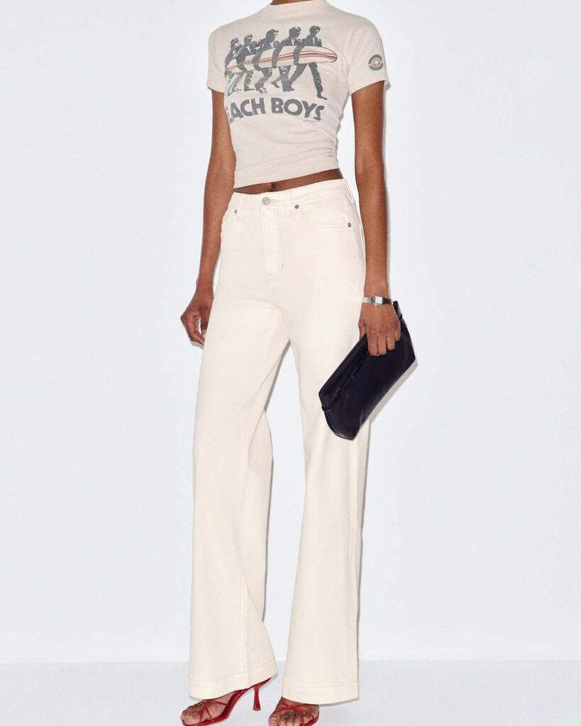 Reformation Bex Super Stretch High Rise Wide Leg Jeans in Fior Di Latte