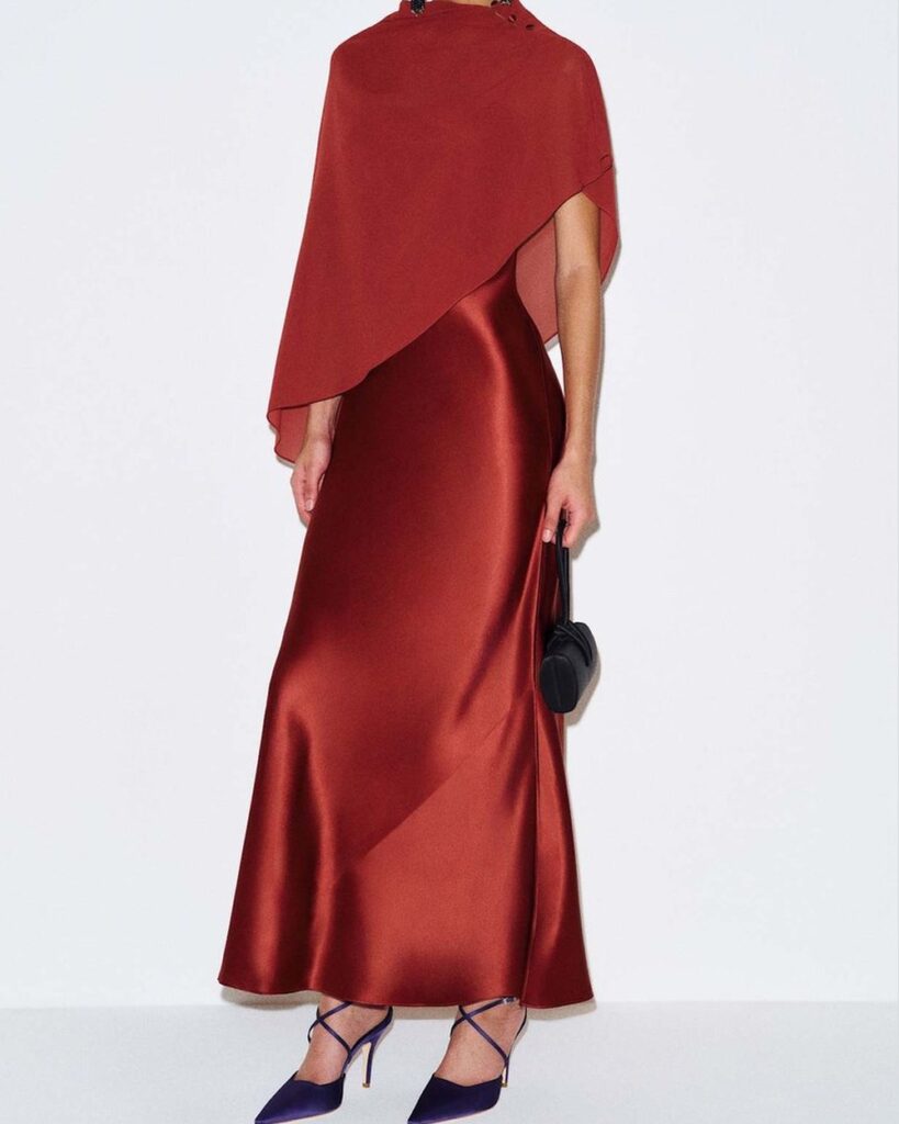 Reformation Lilibeth Silk Dress in Chianti