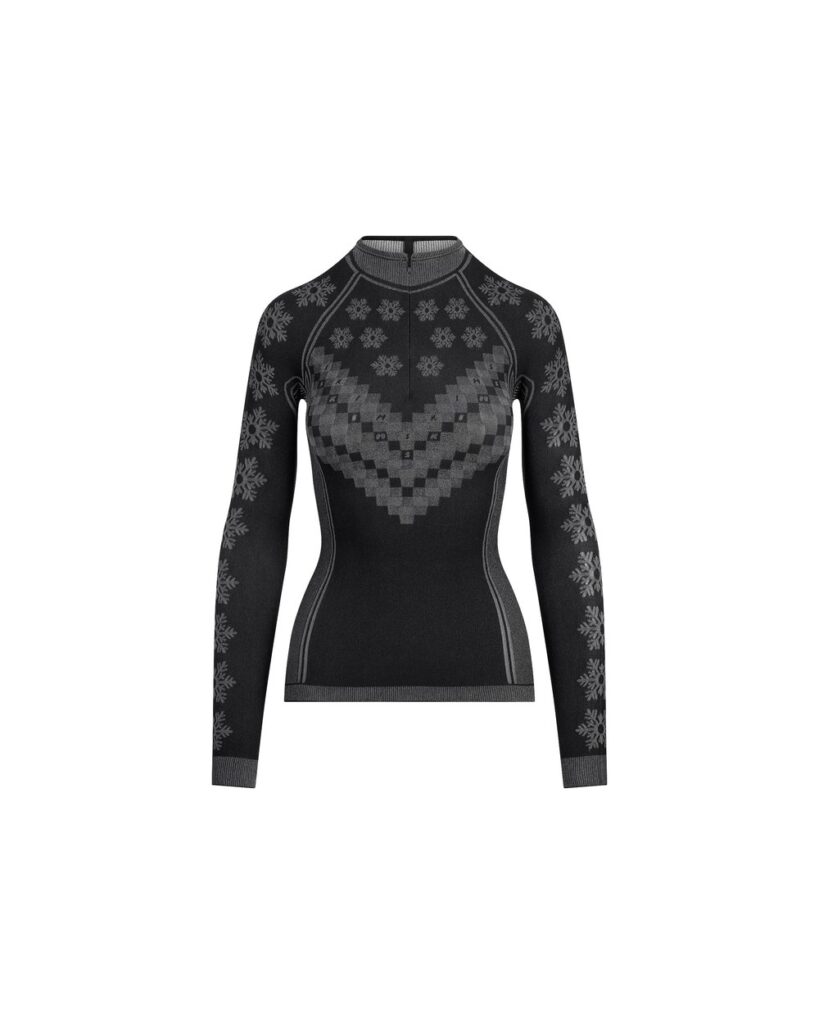 Skims First Layers Half Zip Long Sleeve in Obsidian Winter Fair Isle