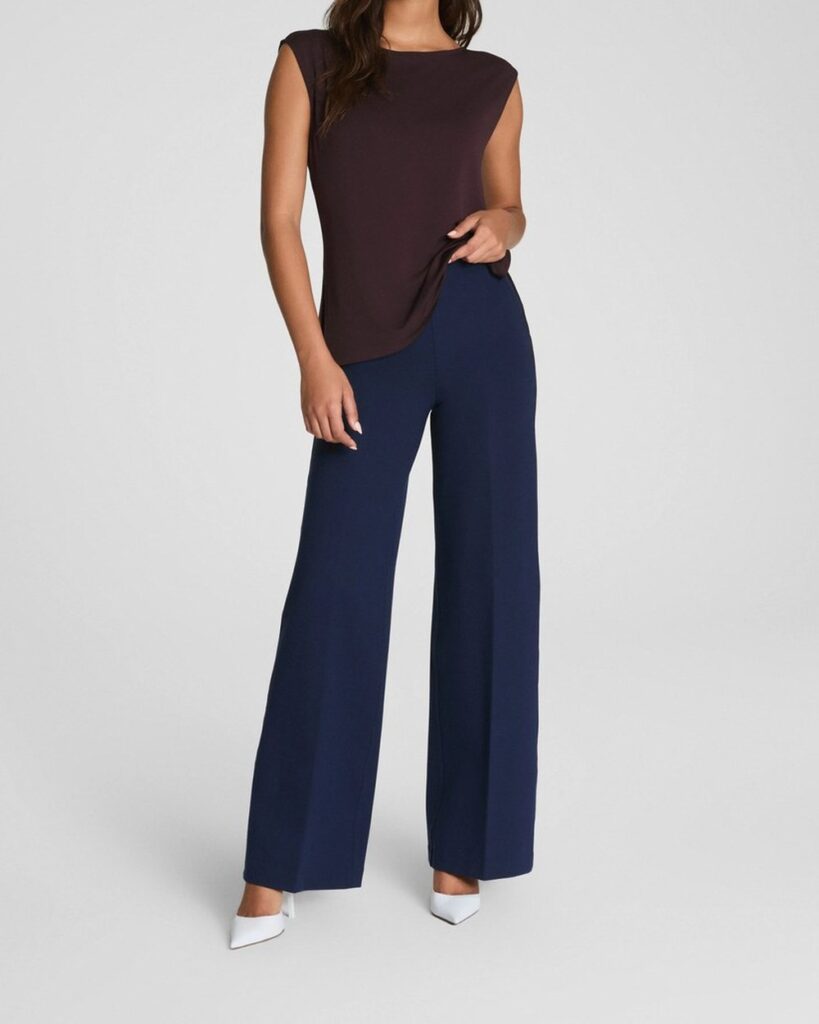 Spanx SPANXsupersmooth PerfectFit Ponte Wide Leg Pant in Timeless Navy