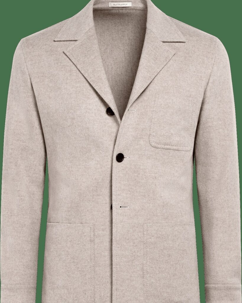 Suitsupply Relaxed Fit Shirt-Jacket in Pure Wool in Sand