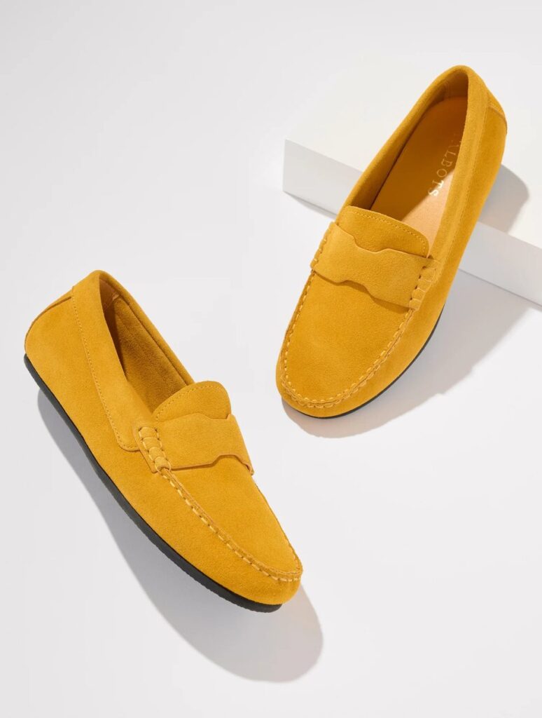 Talbots Parker Suede Moccasins in Amber Gold