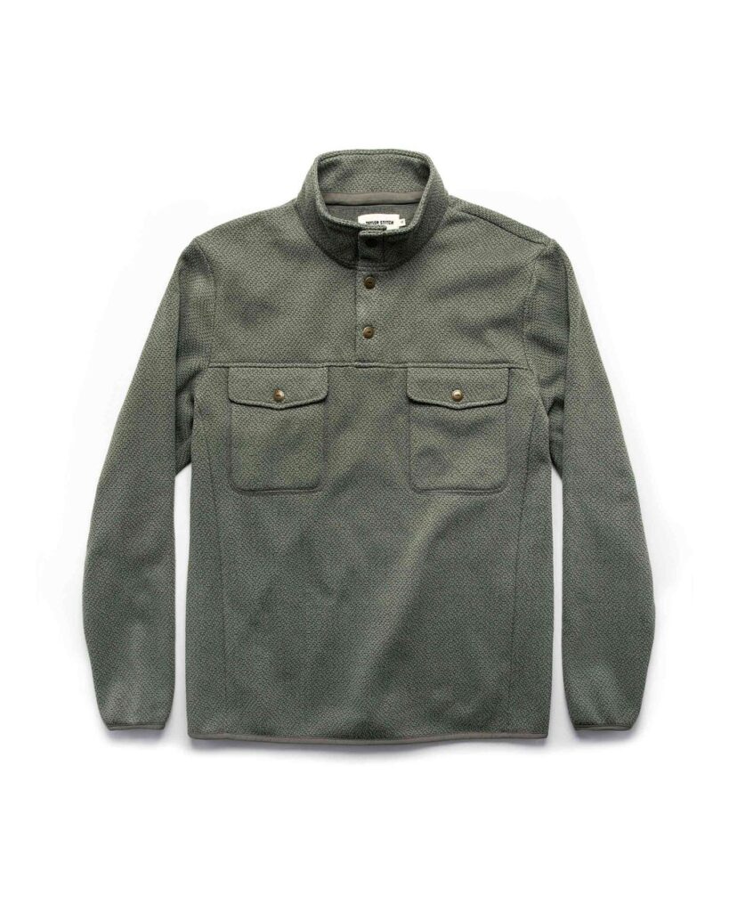 Taylor Stitch The Pack Pullover in Slate Grid Fleece in Slate Grid Fleece