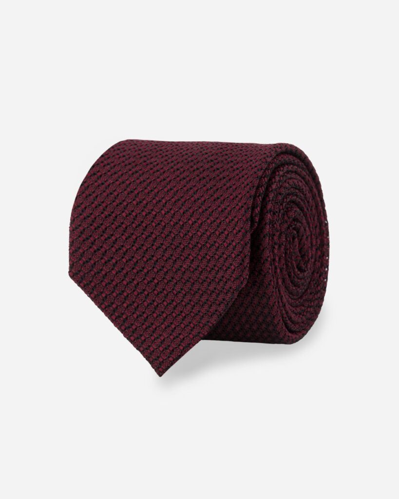 The Tie Bar Solid Grenadine Tie in Burgundy