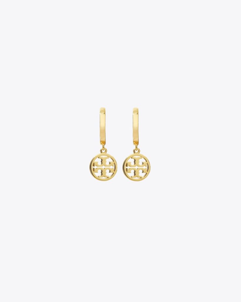 Tory Burch Icon Huggie Hoop Earrings in Tory Gold